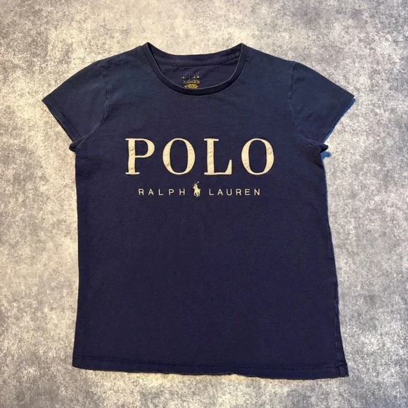 Polo Ralph Lauren Womens Navy Blue Graphic Baby T-Shirt Logo Crew Neck S Small - Picture 2 of 6